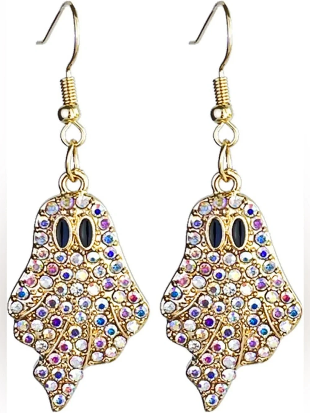 Gold-Tone Multicolor Crystal Ghost Dangle Earrings - Women Jewelry
